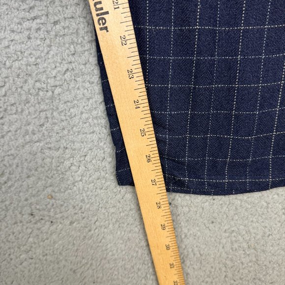 Eileen Fisher Pants XL Midnight Blue Wide Leg Ankle Cropped Tussah Silk Plaid - Picture 12 of 13